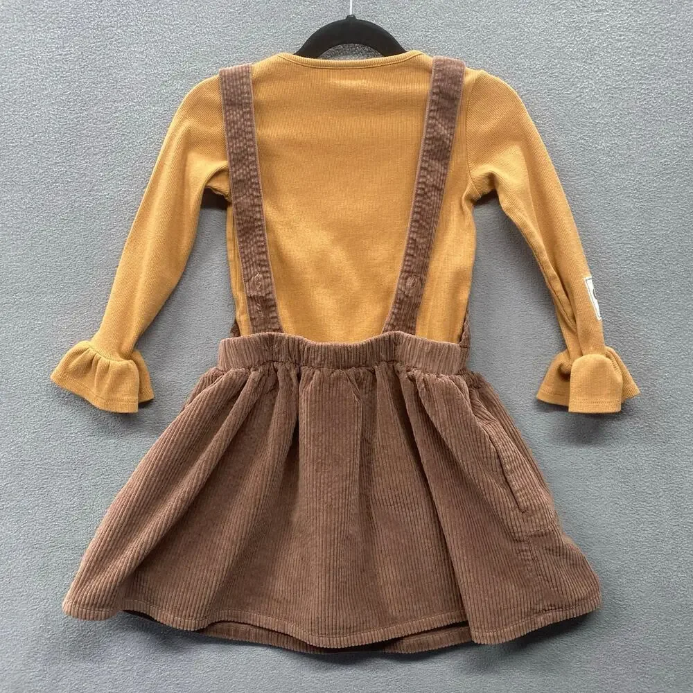 Disney Junior Minnie Mouse‎ Jumper Dress and Long Sleeve Top Girls 4T Brown Tan